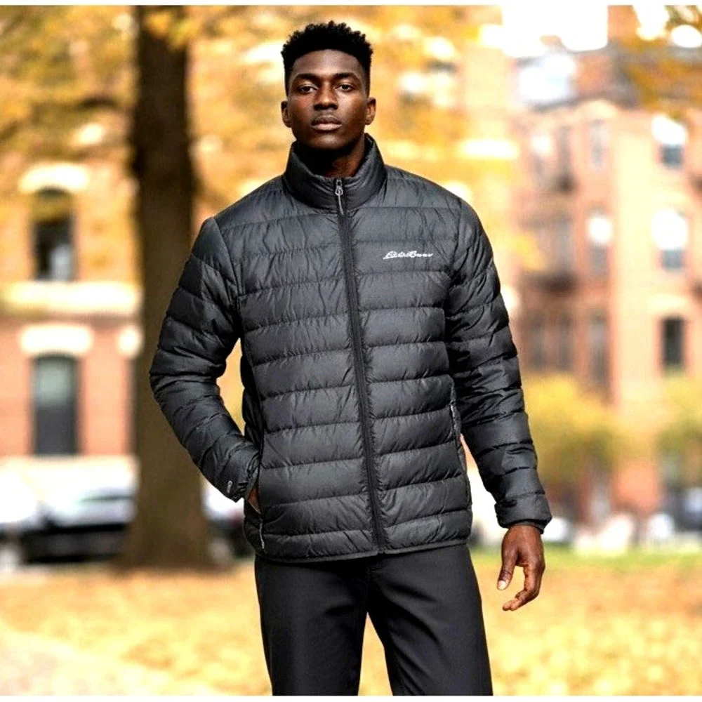 Eddie Bauer Mens S CirrusLite 650 Down Insulation Packable Jacket Black Zip Pock